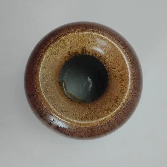 Brown Drip Glazed Pottery Art Vase 6.5" Home Decor - Picture 6 of 8